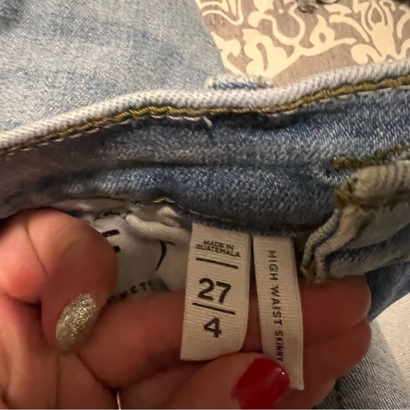 Loft High Waist Skinny Ankle Jeans with Raw Hem - Picture 3 of 3